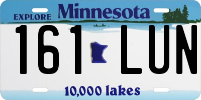 MN license plate 161LUN