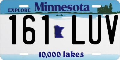 MN license plate 161LUV