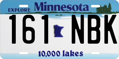 MN license plate 161NBK