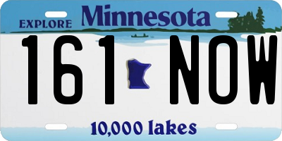 MN license plate 161NOW