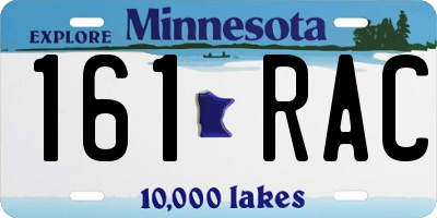 MN license plate 161RAC