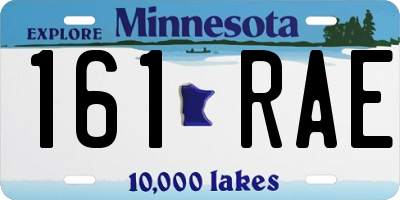 MN license plate 161RAE