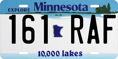 MN license plate 161RAF