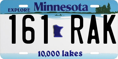 MN license plate 161RAK