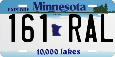 MN license plate 161RAL
