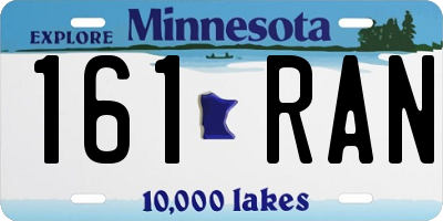 MN license plate 161RAN