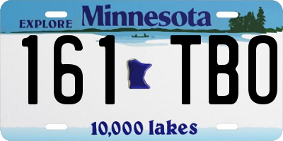 MN license plate 161TBO