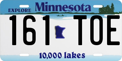 MN license plate 161TOE