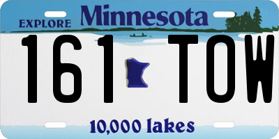 MN license plate 161TOW