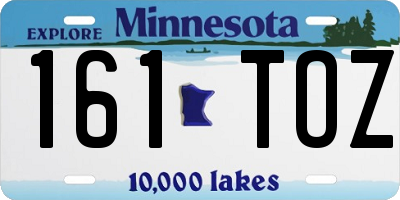 MN license plate 161TOZ