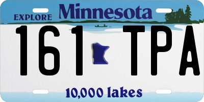 MN license plate 161TPA