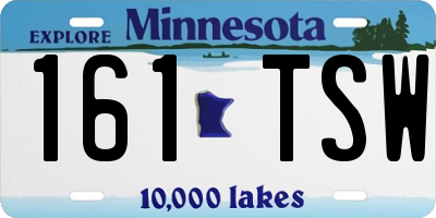 MN license plate 161TSW