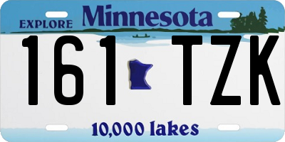 MN license plate 161TZK