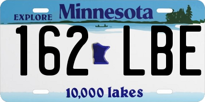 MN license plate 162LBE