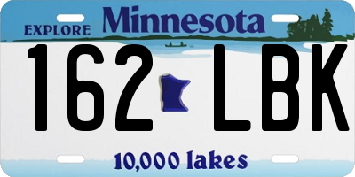 MN license plate 162LBK