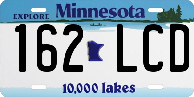 MN license plate 162LCD