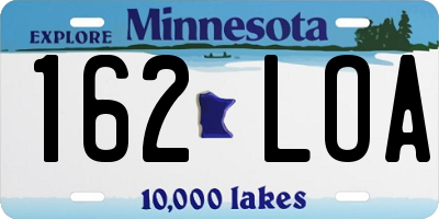 MN license plate 162LOA