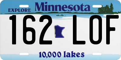 MN license plate 162LOF