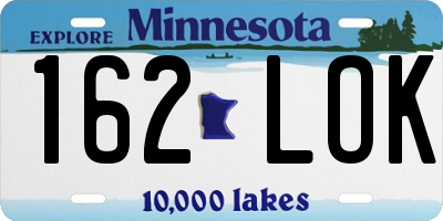 MN license plate 162LOK