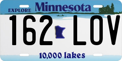 MN license plate 162LOV