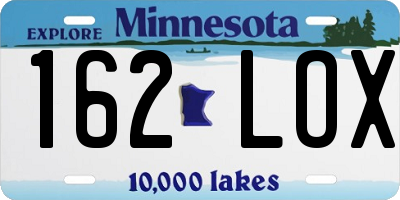 MN license plate 162LOX