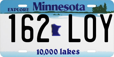 MN license plate 162LOY