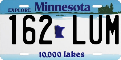 MN license plate 162LUM