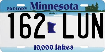 MN license plate 162LUN