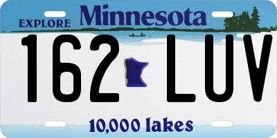 MN license plate 162LUV