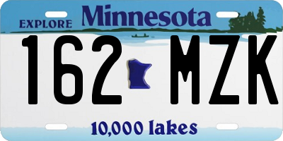 MN license plate 162MZK