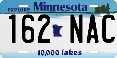 MN license plate 162NAC