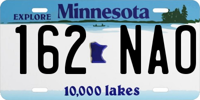 MN license plate 162NAO