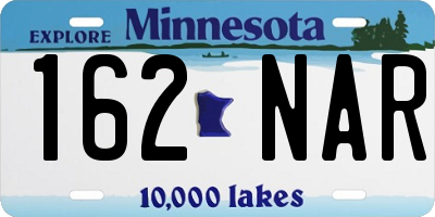 MN license plate 162NAR
