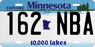 MN license plate 162NBA