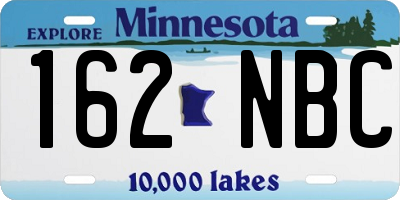 MN license plate 162NBC