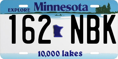 MN license plate 162NBK