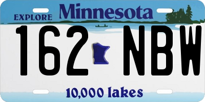MN license plate 162NBW