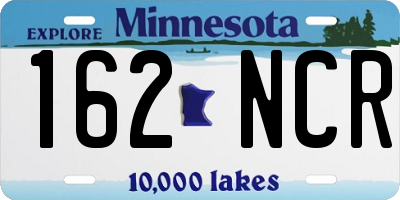 MN license plate 162NCR