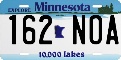 MN license plate 162NOA