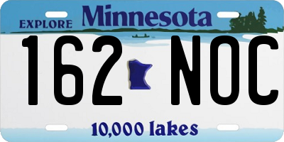 MN license plate 162NOC
