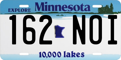 MN license plate 162NOI