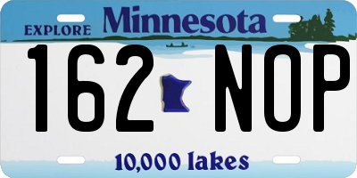 MN license plate 162NOP
