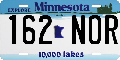 MN license plate 162NOR