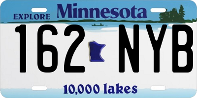 MN license plate 162NYB