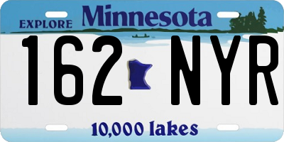 MN license plate 162NYR