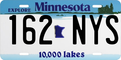 MN license plate 162NYS