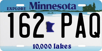 MN license plate 162PAQ