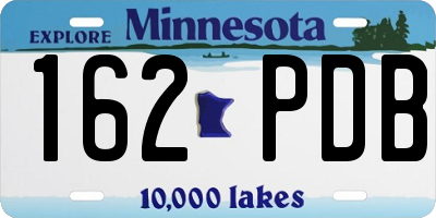 MN license plate 162PDB