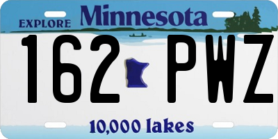 MN license plate 162PWZ