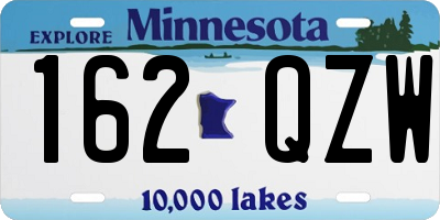 MN license plate 162QZW